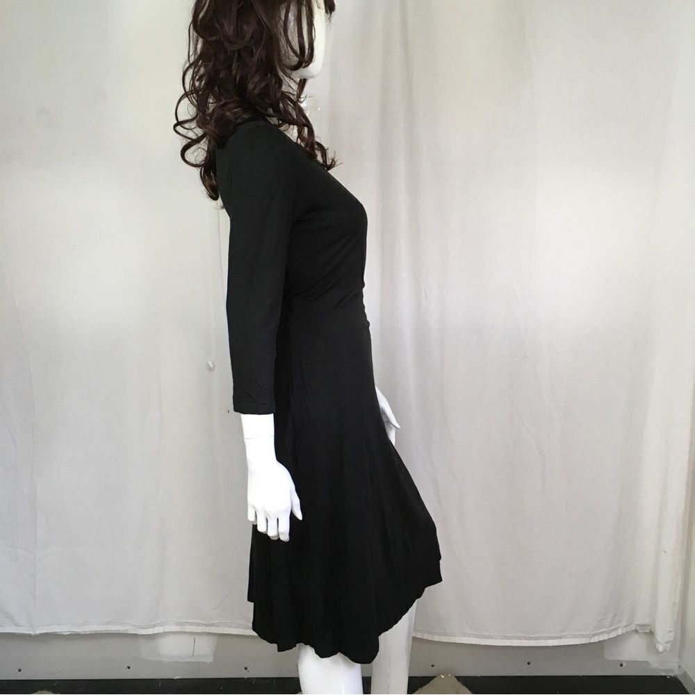 Gap Maternity Black Jersey Surplice V-Neck 3/4 Sleeve Wrap Knee Length Dress S - Picture 6 of 8